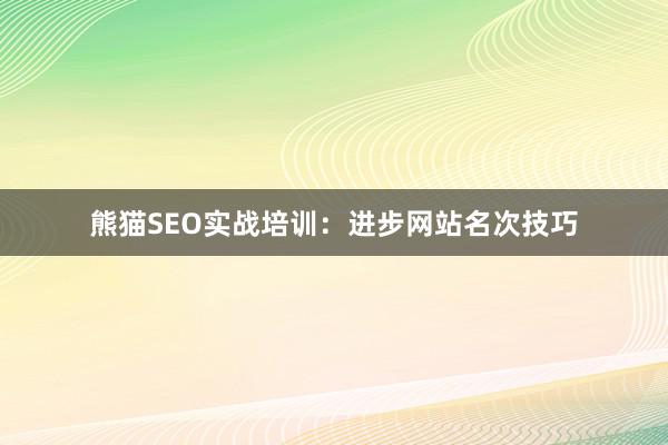 熊猫SEO实战培训：进步网站名次技巧